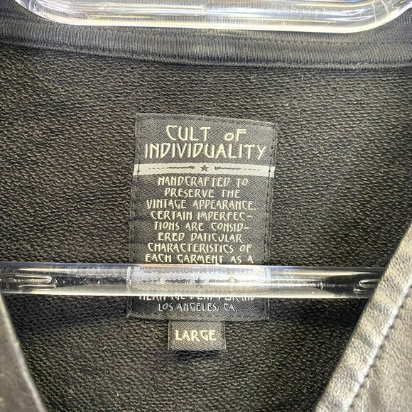 Cult Of Individuality Hoodie Full Zip Jacket Mens Size Large Black Faux Leather - Picture 2 of 5